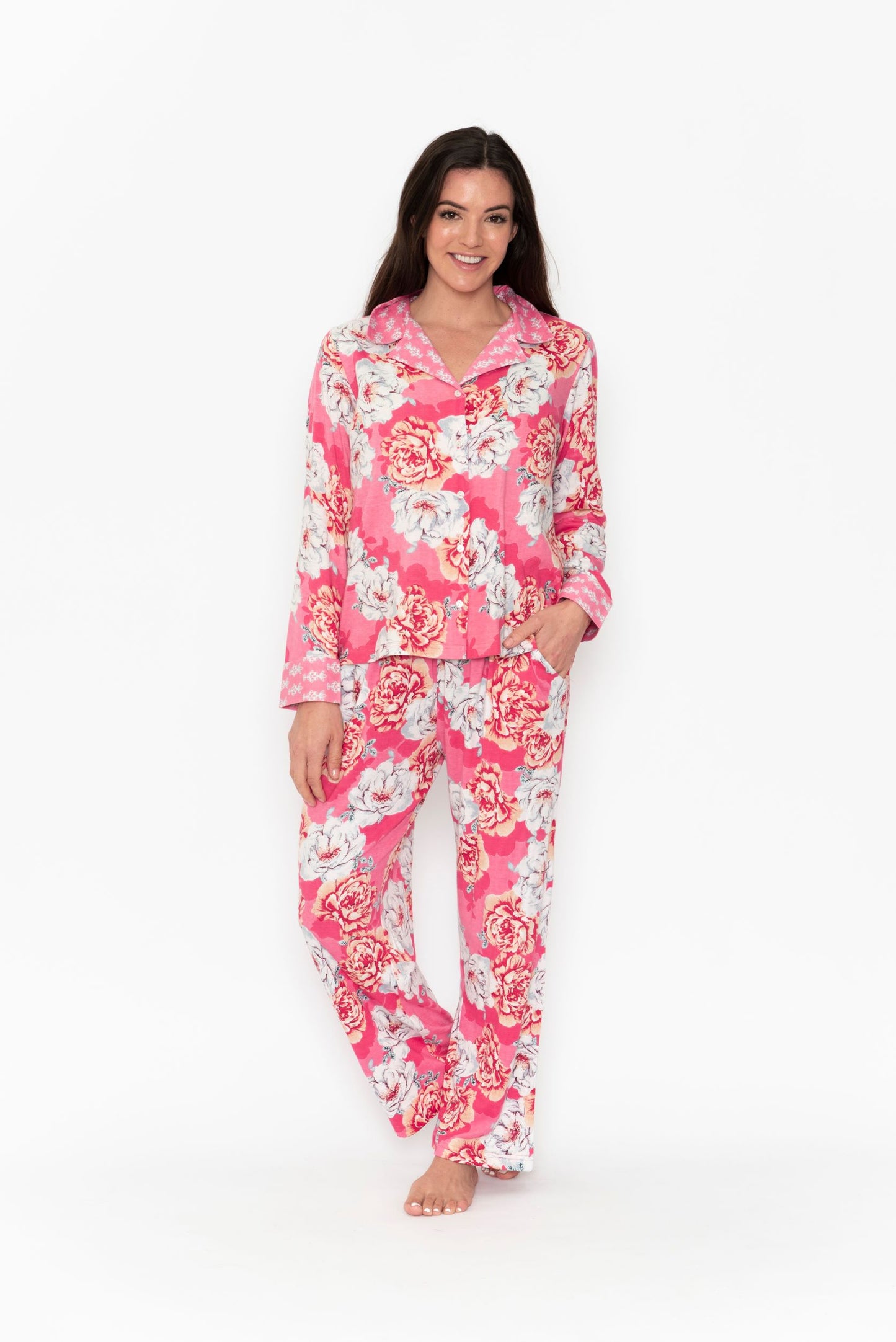 VICTORIAN DREAMS - PEACH PEONIES PYJAMAS