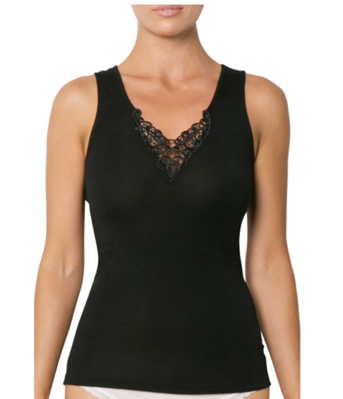 BASELAYERS - MERINO WOOL VEST WITH LACE MOTIF