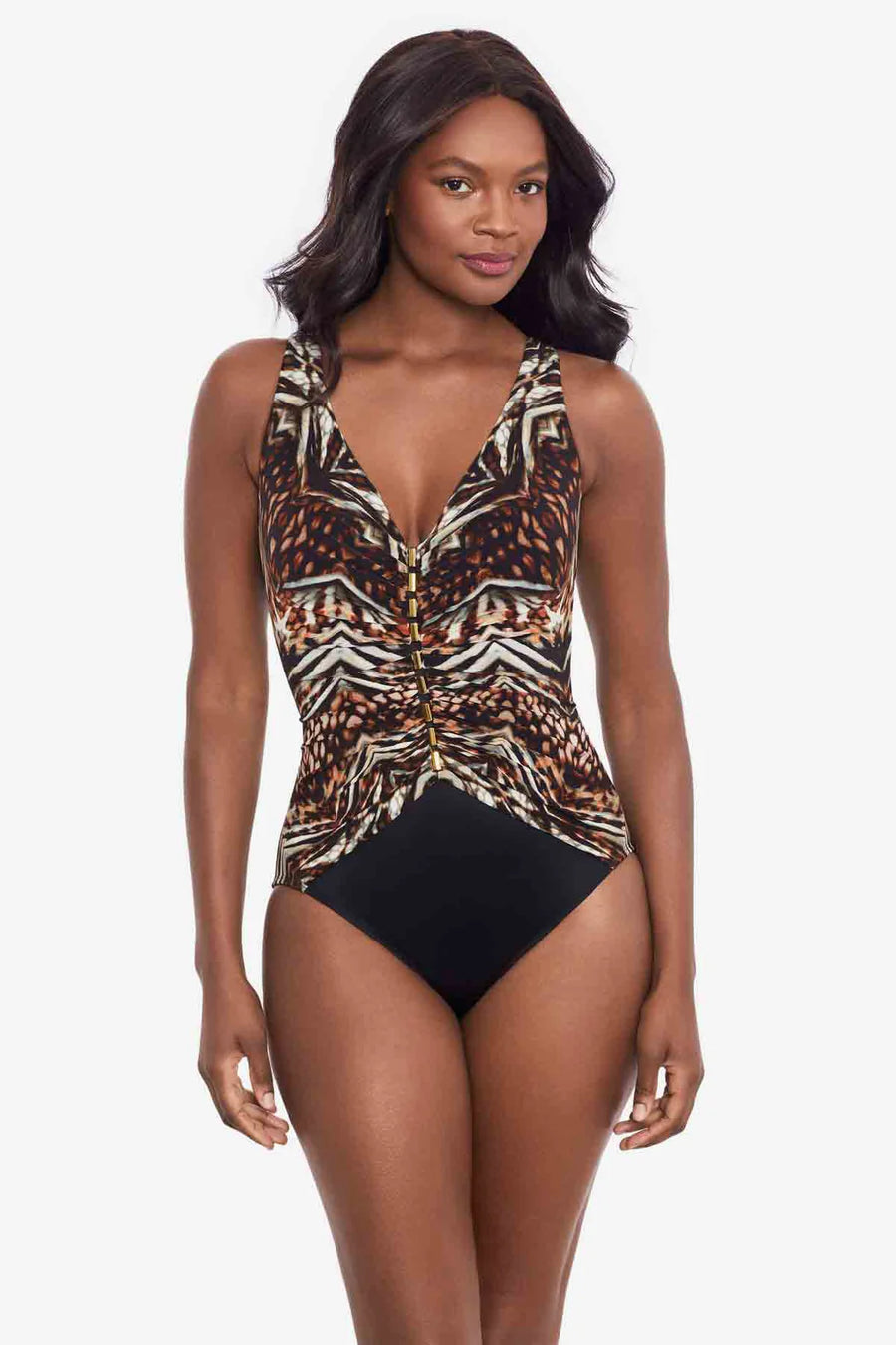 MIRACLESUIT SWIM TRIBAL TIGRESS CHARMER V NECK