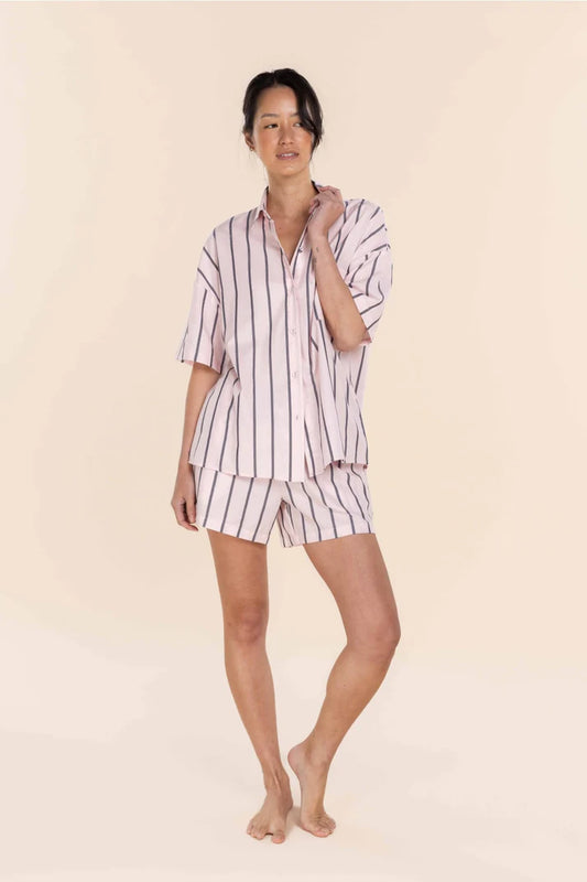 Gingerlilly Sasha Striped Boyfriend Short PJ Set