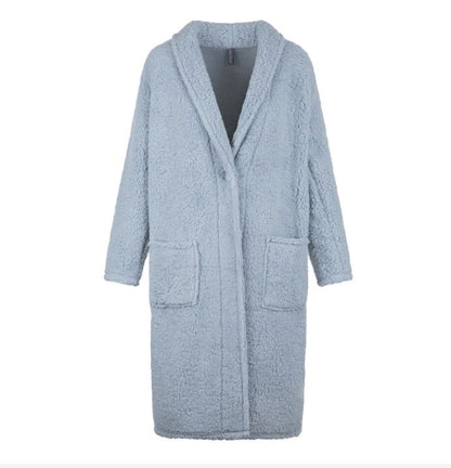 LINGADORE - FLUFFY FLEECE DRESSING GOWN - MISTY BLUE