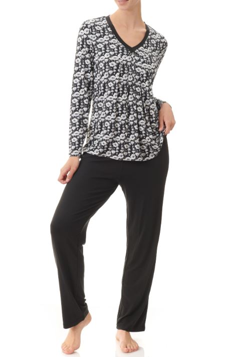 GIVONI - LONG PYJAMA SET WITH PLAIN KNIT PANTS