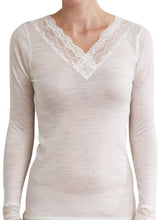 Load image into Gallery viewer, BASELAYERS - PURE WOOL WITH LACE - LONG SLEEVE TOP
