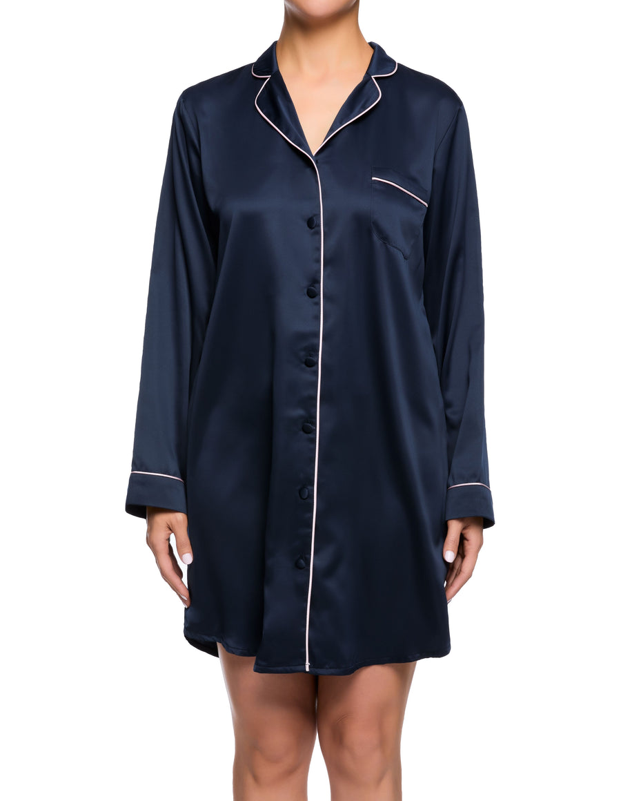 SAINTED SISTERS - LONG SLEEVE SATIN NIGHTSHIRT