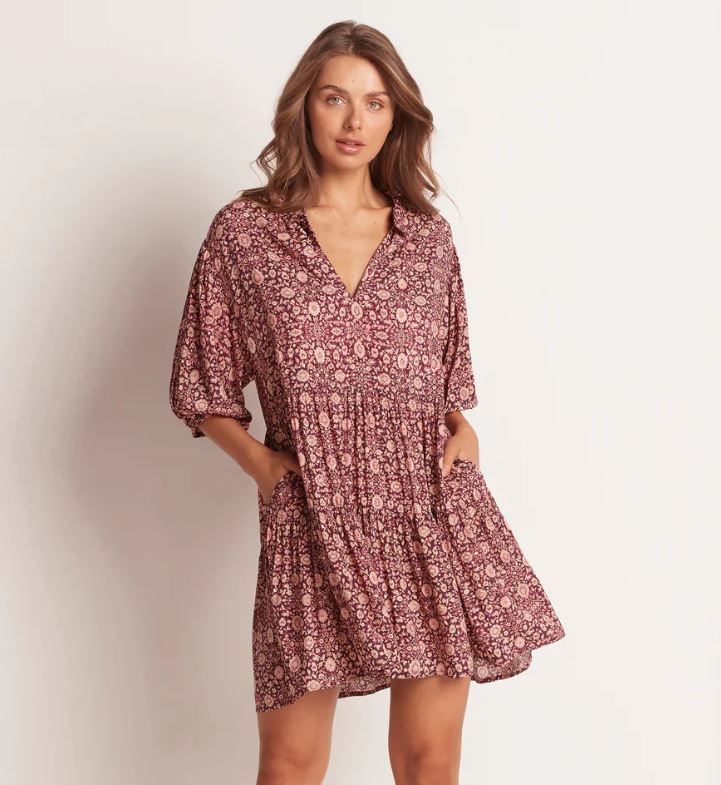 MONTE & LOU - KARA BOHO-TIERED MINI DRESS